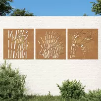 Nuotraukų rėmelis Sodo sienos dekoracija, 3 dalių, 55x55cm, corten plienas