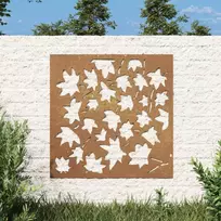 Nuotraukų rėmelis Sodo sienos dekoracija, 55x55cm, corten plienas, klevo lapai