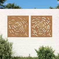 Nuotraukų rėmelis Sodo sienos dekoracija, 2 dalių, 55x55cm, corten plienas, rožė