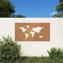 Nuotraukų rėmelis Sodo sienos dekoracija, 105x55cm, corten plienas, žemėlapis