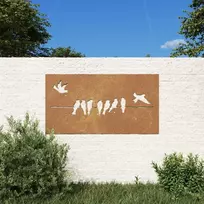 Nuotraukų rėmelis Sodo sienos dekoracija, 105x55cm, corten plienas, paukščiai