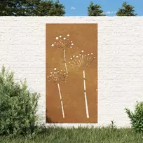 Nuotraukų rėmelis Sodo sienos dekoracija, 105x55cm, corten plienas, gėlių dizaino