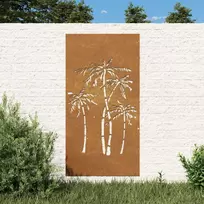 Nuotraukų rėmelis Sodo sienos dekoracija, 105x55cm, corten plienas, palmės