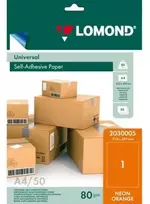 Lipnus popierius lipdukams Lomond Self-Adhesive Universal Labels 1/210x297, A4, 50 lapų, Oranžinis neon