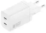 Laidinis įkroviklis 4smarts PDPlug Dual 45W GaN 2xUSB-C baltos spalvos