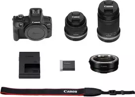 Canon EOS R100 + RF-S 18-45mm + RF-S 55-210mm + Mount Adapteris EF-EOS R