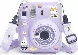 Viršelis LoveInstant Byla FujiFilm Fuji INSTAX Mini 12 + Lipdukai ir kištukas nuotraukoms / Saldus triušis / violetinė Brocade