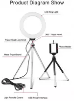LED lempa, žiedas 16cm, su nedideliu trikoju