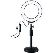 Puluz LED žiedinė lempa 16cm, su stovu iki 33cm, USB, RGBW