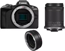 Canon EOS R50 + RF-S 18-150mm F3.5-6.3 IS STM + Mount Adapteris EF-EOS R (Juodas)