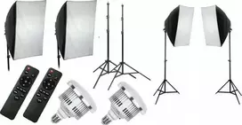Xrec studijinis rinkinys 10in1 rinkinys 2x Led lempa 1600w 3000-6500k Nuotolinio valdymo pultas Softbox 50x70 Trikojis 230 / 2x Led803