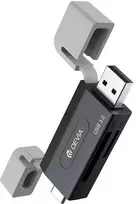 Devia atminties kortelių skaitytuvas 2in1 EL240 USB/USB-C 3.0 juodos spalvos