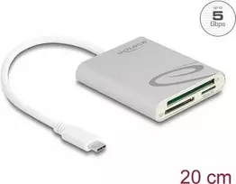 „DeLOCK“ USB C tipo kortelių skaitytuvas, skirtas „Compact Flash“, SD arba „Micro SD“ atminties kortelėms
