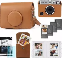 „LoveInstant“ dėklas 5 viename: dėklas + stiklas + 64 nuotraukų albumas + nuotraukų dėklas + rėmeliai, skirti „Fuji Instax Mini Evo“ / rudas