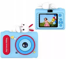 Skaitmeninis fotoaparatas 40mp HD kamera su objektyvu, asmenukių kūrimui vaikams, MP3 žaidimai / Xrec H05 / Mėlynas triušis