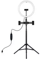 Puluz LED Žiedinė Lempa - 30cm su Reguliuojamu Stovu 37-165cm, 3 Telefono Laikikliais, USB