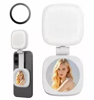 Michael Marinelli „Magsafe“ LED lempa + magnetinis veidrodėlis telefono asmenukių vlogų nuotraukoms / C140 / balta