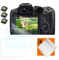 3 vnt. 9H stiklinių ekrano apsaugų ir 3 vnt. blykstės dangtelių rinkinys, skirtas „Canon EOS R6 II“, „R6“, „R7“ / „K&F Concept“ / SKU.2202