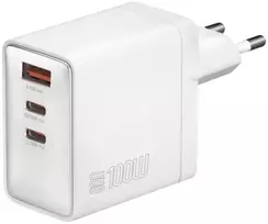 Įkroviklis jungiama į tinklą 4smarts Pocket GaN 100W 2xUSB-C + USB-A balta