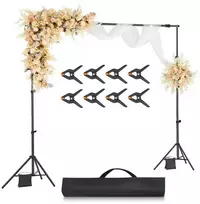 Fono stovo komplektas 213 x 300 cm, vakarėliams ir fotostudijai, reguliuojama fono palaikymo sistema, juodas fotografijos stovas