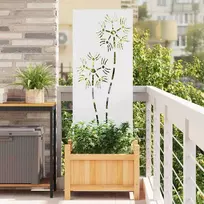 Nuotraukų rėmelis Sodo privatumo ekranas „Fretwork“ Balta 50 x 140 cm