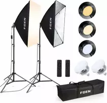 FGen LED studijinis softbox apšvietimo rinkinys, 2x 50x70 cm, 85 W, 2700–6400 K