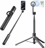 TONEOF magnetinis 173 cm aliuminio telefono trikojis su asmenukių lazda ir pulteliu, juodas–violetinis