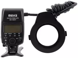 Fotoaparato blykstė - Meike MK 14EXT Macro Ring Flash (dual tubes, LCD display, 8 adapters)