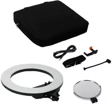 Apšvietimo Įranga - Caruba Round Vlogger 18" LED Set with Mirror, Phone Holder, Juodas