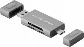 Atminties kortelių skaitytuvas - JJC CR UTC5AC 3-Port SD/NM Reader 90MB/s Pilkas