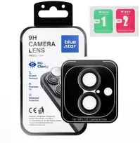 BlueStar Grūdinto stiklo kameros objektyvo apsauga iPhone 16 / 16 PLUS, mėlyna, žvaigždė, lengvai montuojama, juodas