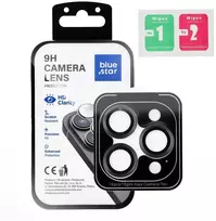 BlueStar Grūdinto stiklo kameros objektyvo apsauga iPhone 16 PRO / 16 PRO MAX, mėlyna, žvaigždė, lengvai montuojama, juoda