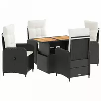 Lauko valgomojo komplektas 5 pcs Juoda ir kreminė balta