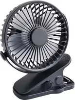 44-506# Stalinis ventiliatorius su spaustuku, 10 cm, USB + baterija, juodas