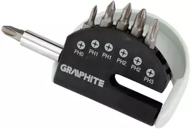 Graphite Rinkinys Atsuktuvų antgalių rinkinys PH0, PH1x2, PH2x2, PH3 su laikikliu, 7 vnt.
