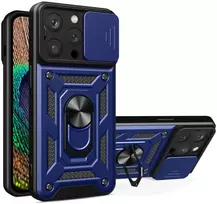 Hurtel Šarvuotas dėklas iPhone 15 Pro su kameros dangteliu – mėlynas