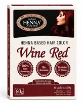 Pagaminta Indijoje pagal Elfam Herbalshop SIA, Latvija užsakymą Plaukų dažai Indian Henna Salon Wine Raudona, chna pagrindu, 6x10g