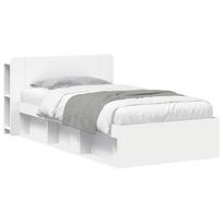 Lovos rėmas su saugojimu Balta 75 x 190 cm Apdirbta mediena