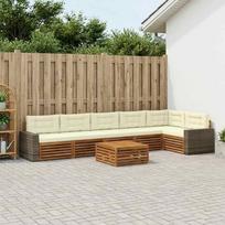 Lauko sofos komplektas 7 pcs Natūralus ir grietinėlė