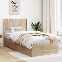 Lovos rėmas su saugojimu ir nugara Sonoma ąžuolas 100 x 200 cm