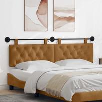Pakabinamas lovos galvūgalis Su LED šviesa Ruda Aksomas