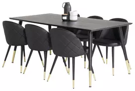 Valgomojo komplektas stalas Dipp su 6 kėdėmis Velvet