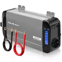 Qoltec „Pure Sine Wave“ įtampos keitiklis | 12 V į 230 V | 1000/2000 W | LCD | USB | USB-C | Suderinamas su LiFePO4, GEL ir AGM baterijomis