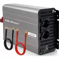 Qoltec MS Wave įtampos keitiklis | 12 V į 230 V | 3000/6000 W | USB | Suderinamas su LiFePO4, GEL ir AGM baterijomis