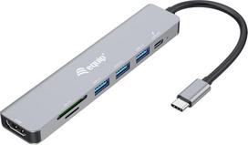 Equip USB-C 7 in 1 Multifunctional Adapter, HDMI 4K/60Hz, USB 3.2 Gen1 x 3 , TF/MICRO SD, 100W USB PD
