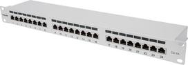 Intellinet Patch Panel, Cat6a, FTP, 24-Port, 1U, Shielded, 90° Top-Entry Punch Down Blocks, Grey