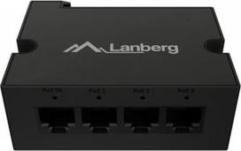 Lanberg Switch PoE Extender 1xIn 3xOut Fast Ethernet Din Rail at 30W metal clips | DIN-FE4-AT-30W