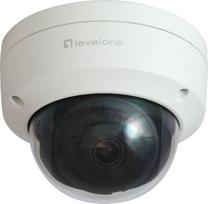 No Name LevelOne GEMINI Fixed Dome IP Network Camera, 4-Megapixel, H.265, 802.3af PoE, IR LEDs, Indoor/Outdoor