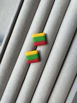 Rankų darbo auskarai Kvadračiukai Lietuvos vėliava