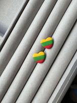 Rankų darbo auskarai širdelės Lietuvos vėliava